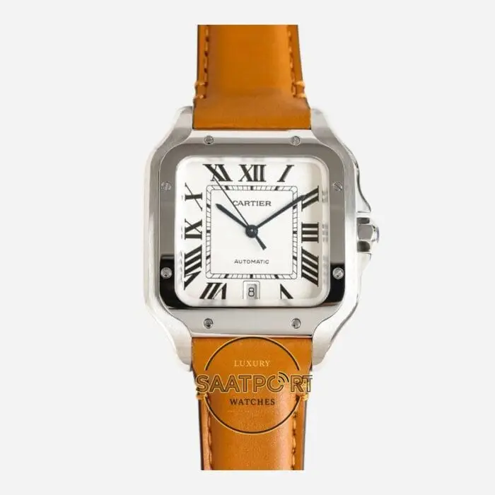 Cartier Santos WSSA0018 Roman Kadran Deri Kordon 40mm 1847 MC Super Clone ETA