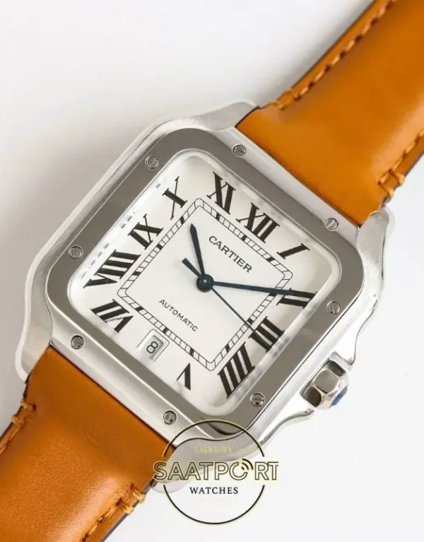 Cartier Santos WSSA0018 Roman Kadran Deri Kordon 40mm 1847 MC Super Clone ETA