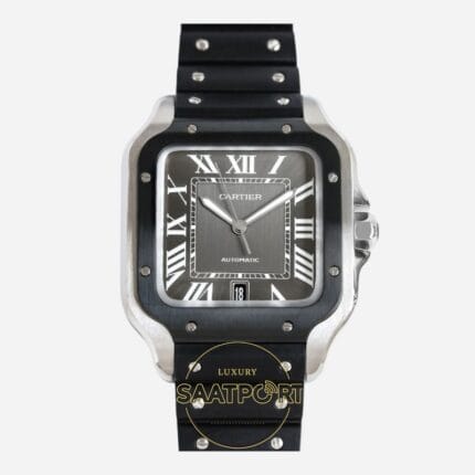 Cartier Santos WSSA0037 Roman Kadran Siyah Bezel 40mm 1847 MC Super Clone ETA