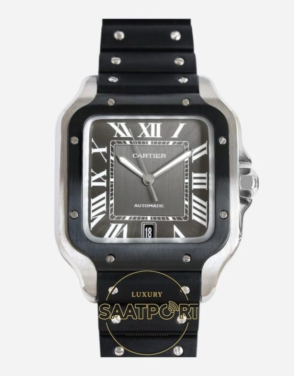 Cartier Santos WSSA0037 Roman Kadran Siyah Bezel 40mm 1847 MC Super Clone ETA