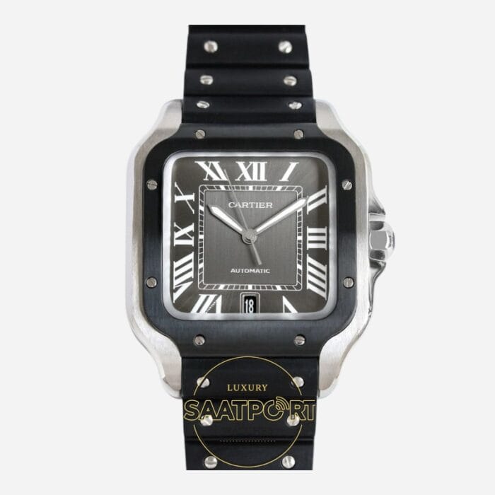 Cartier Santos WSSA0037 Roman Kadran Siyah Bezel 40mm 1847 MC Super Clone ETA