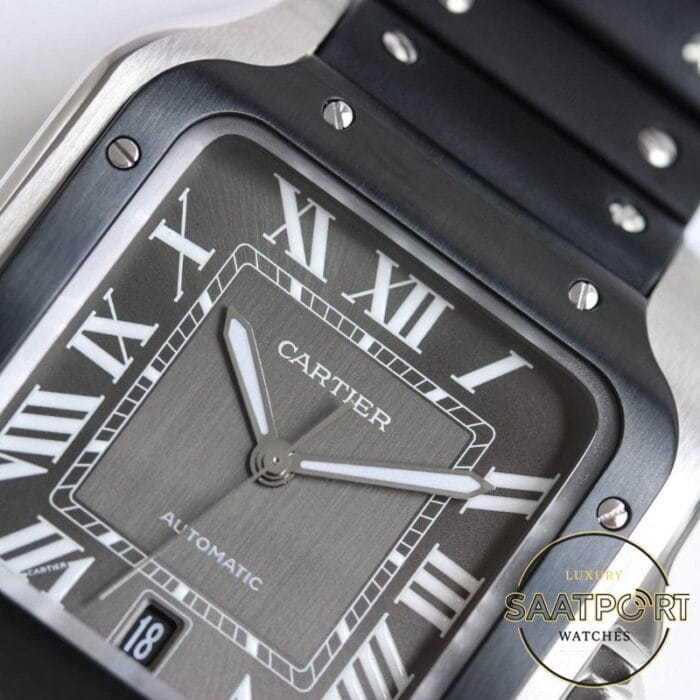 Cartier Santos WSSA0037 Roman Kadran Siyah Bezel 40mm 1847 MC Super Clone ETA