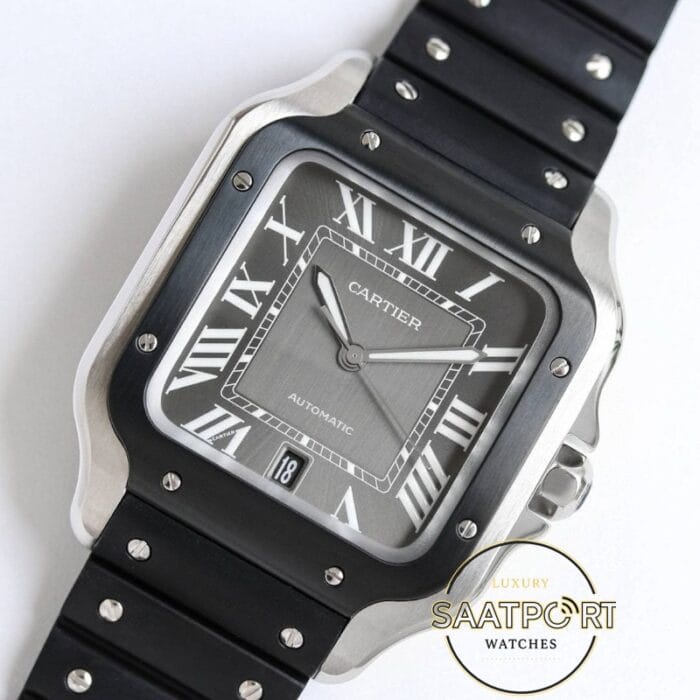 Cartier Santos WSSA0037 Roman Kadran Siyah Bezel 40mm 1847 MC Super Clone ETA