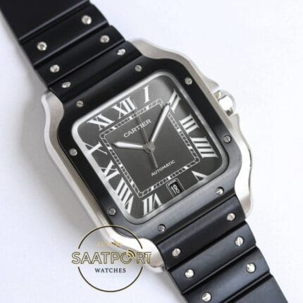 Cartier Santos WSSA0037 Roman Kadran Siyah Bezel 40mm 1847 MC Super Clone ETA