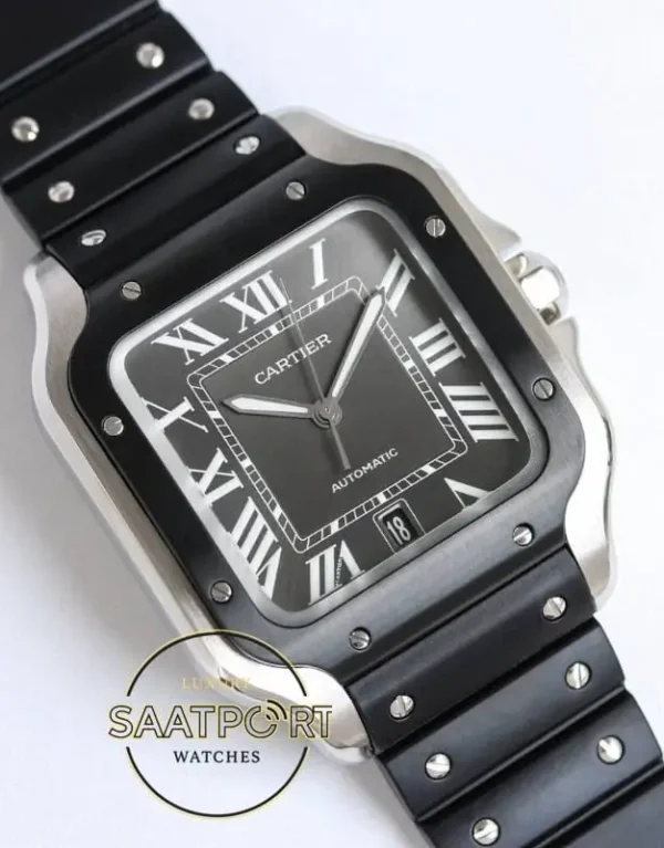 Cartier Santos WSSA0037 Roman Kadran Siyah Bezel 40mm 1847 MC Super Clone ETA