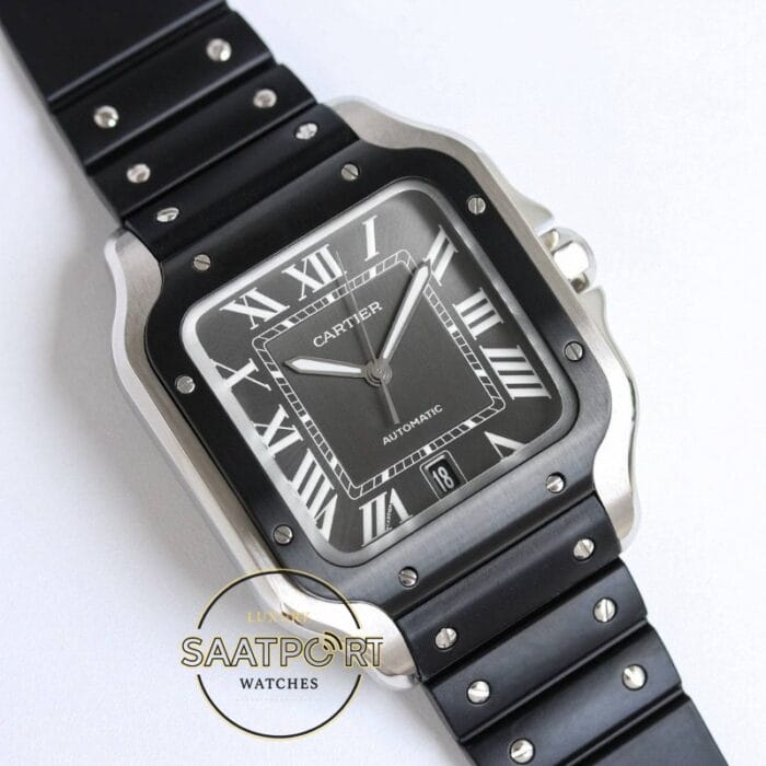 Cartier Santos WSSA0037 Roman Kadran Siyah Bezel 40mm 1847 MC Super Clone ETA