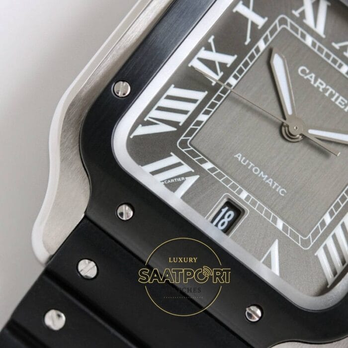 Cartier Santos WSSA0037 Roman Kadran Siyah Bezel 40mm 1847 MC Super Clone ETA