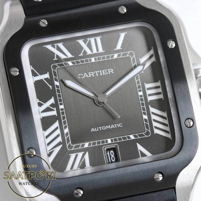 Cartier Santos WSSA0037 Roman Kadran Siyah Bezel 40mm 1847 MC Super Clone ETA