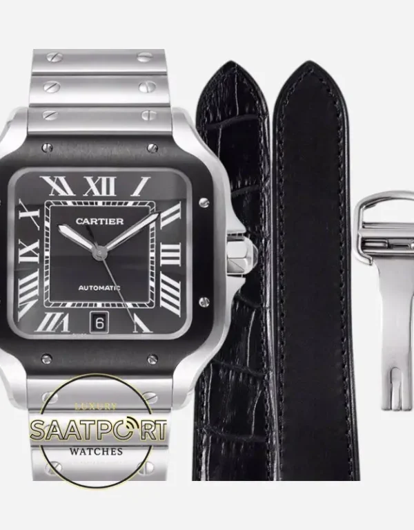 Cartier Santos WSSA0037 Siyah Bezel Roman Kadran 40mm 1847 MC Super Clone ETA