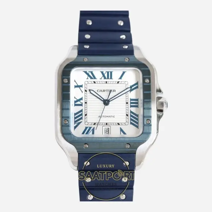 Cartier Santos WSSA0047 Roman Kadran Mavi Bezel 40mm 1847 MC Super Clone ETA