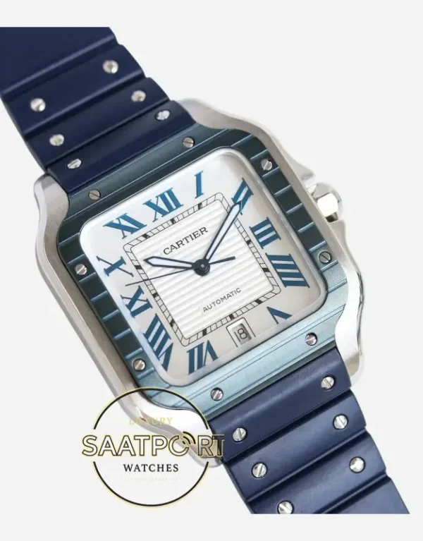 Cartier Santos WSSA0047 Roman Kadran Mavi Bezel 40mm 1847 MC Super Clone ETA