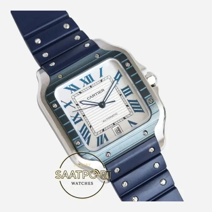 Cartier Santos WSSA0047 Roman Kadran Mavi Bezel 40mm 1847 MC Super Clone ETA