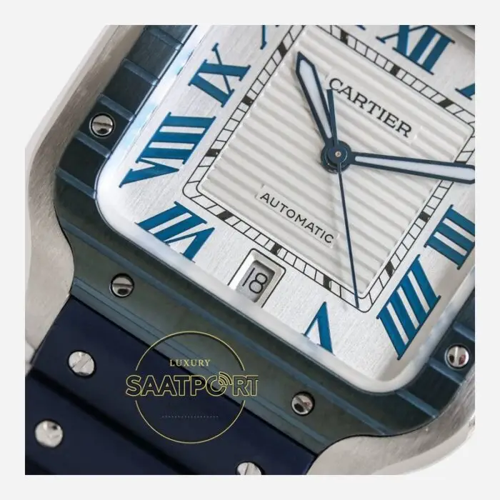 Cartier Santos WSSA0047 Roman Kadran Mavi Bezel 40mm 1847 MC Super Clone ETA