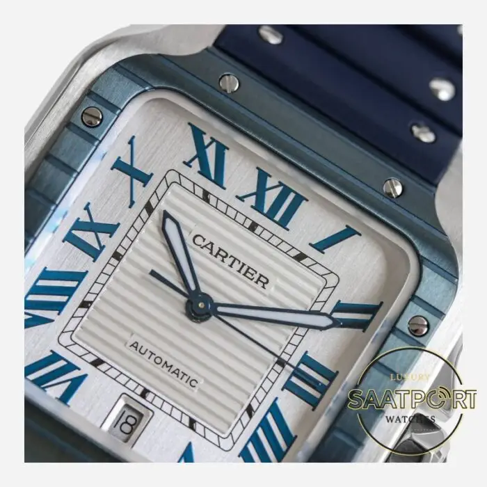 Cartier Santos WSSA0047 Roman Kadran Mavi Bezel 40mm 1847 MC Super Clone ETA