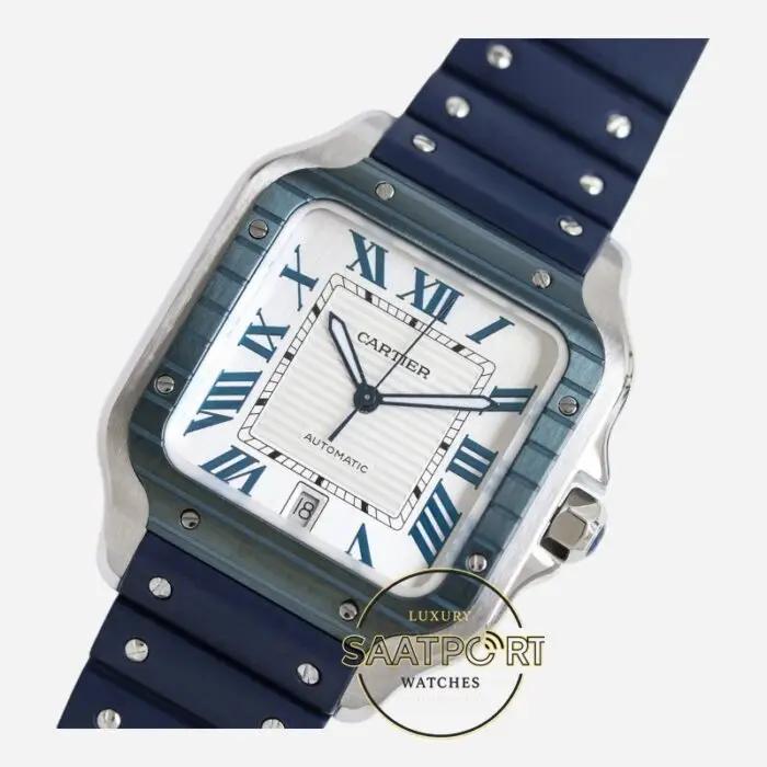Cartier Santos WSSA0047 Roman Kadran Mavi Bezel 40mm 1847 MC Super Clone ETA