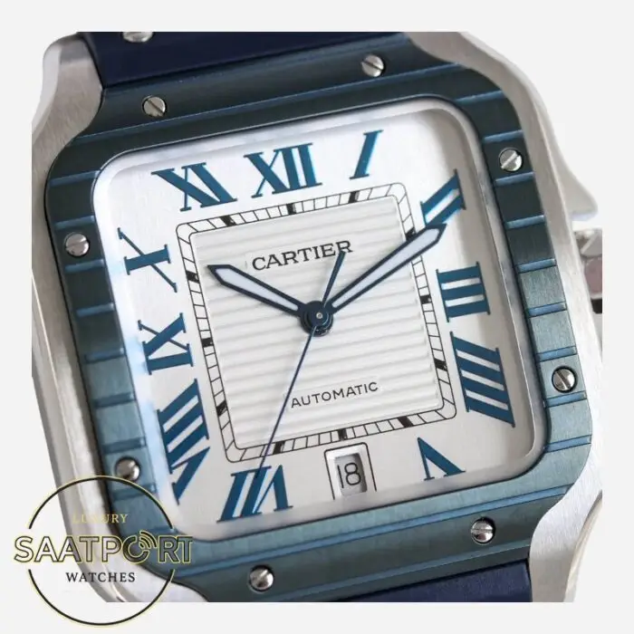 Cartier Santos WSSA0047 Roman Kadran Mavi Bezel 40mm 1847 MC Super Clone ETA