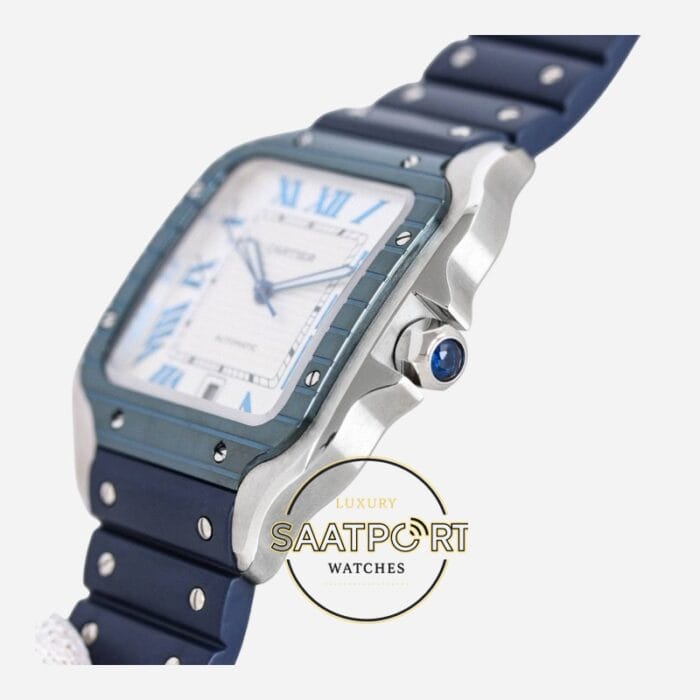 Cartier Santos WSSA0047 Roman Kadran Mavi Bezel 40mm 1847 MC Super Clone ETA
