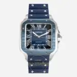 Cartier Santos WSSA0048 Roman Mavi Kadran Kauçuk Kordon 1847 MC Super Clone ETA