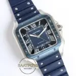 Cartier Santos WSSA0048 Roman Mavi Kadran Kauçuk Kordon 1847 MC Super Clone ETA