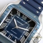 Cartier Santos WSSA0048 Roman Mavi Kadran Kauçuk Kordon 1847 MC Super Clone ETA
