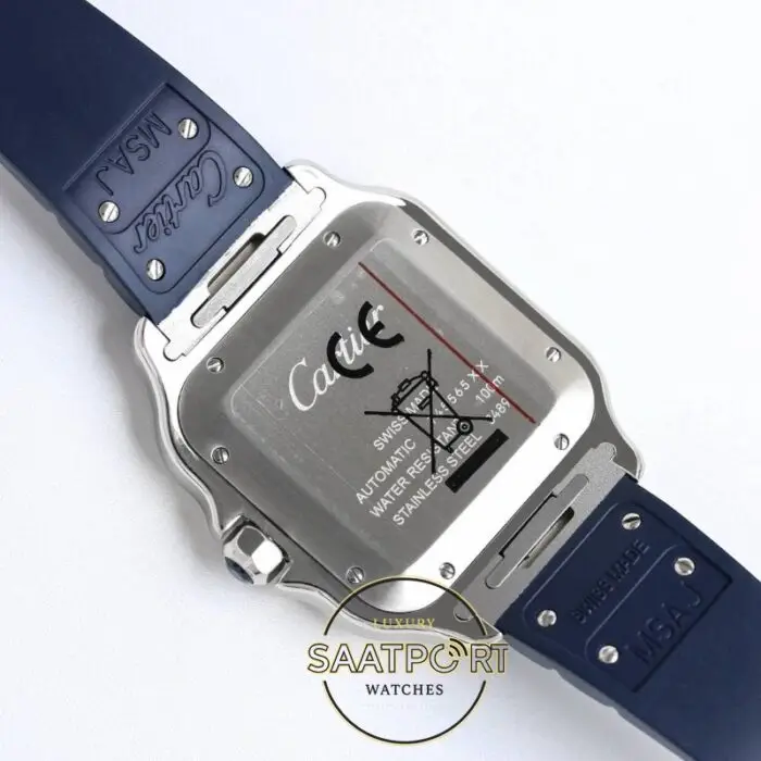 Cartier Santos WSSA0048 Roman Mavi Kadran Kauçuk Kordon 1847 MC Super Clone ETA