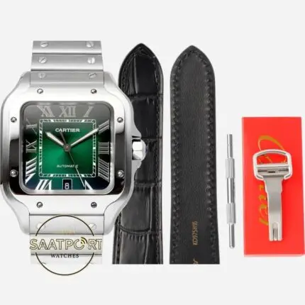 Cartier Santos WSSA0062 Yeşil Roman Kadran 40mm 1847 MC Super Clone ETA (1)