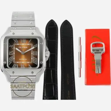 Cartier Santos WSSA0064 Kahverengi Roman Kadran 40mm 1847 MC Super Clone ETA (1)