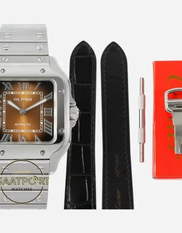 Cartier Santos WSSA0064 Kahverengi Roman Kadran 40mm 1847 MC Super Clone ETA (1)