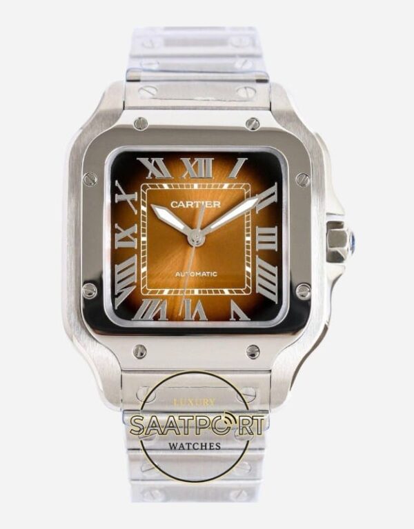 Cartier Santos WSSA0065 Roman Rakamlı Kahve Kadran 1847 MC Super Clone ETA
