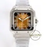 Cartier Santos WSSA0065 Roman Rakamlı Kahve Kadran 1847 MC Super Clone ETA