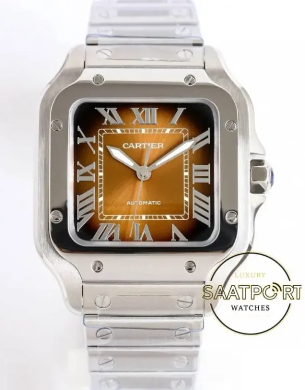 Cartier Santos WSSA0065 Roman Rakamlı Kahve Kadran 1847 MC Super Clone ETA