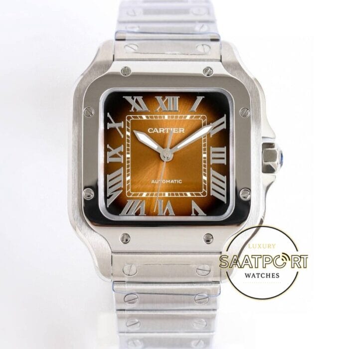 Cartier Santos WSSA0065 Roman Rakamlı Kahve Kadran 1847 MC Super Clone ETA