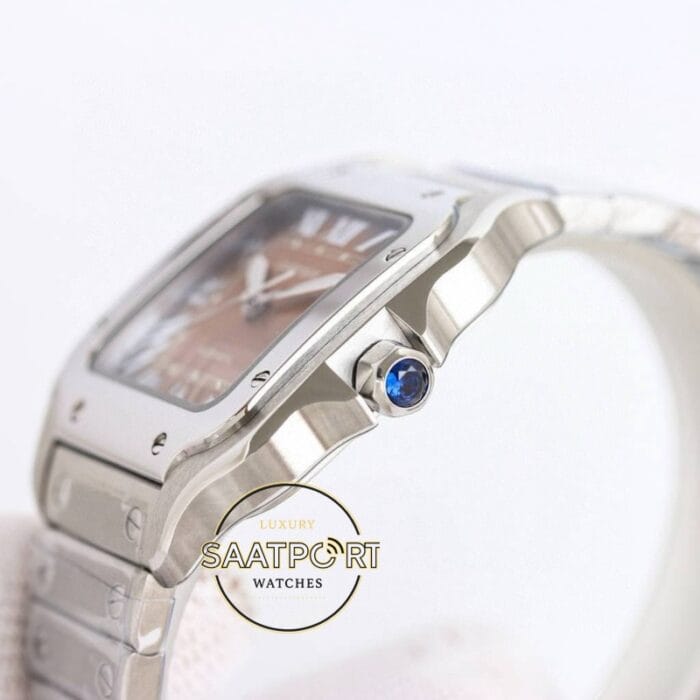 Cartier Santos WSSA0065 Roman Rakamlı Kahve Kadran 1847 MC Super Clone ETA