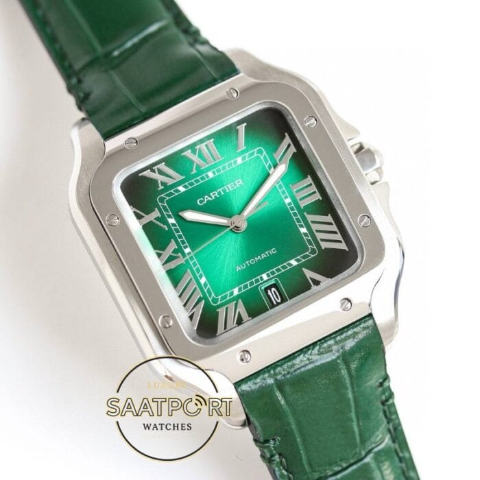 Cartier Santos WSSA0095 Yeşil Roman Kadran 40mm 1847 MC Super Clone ETA