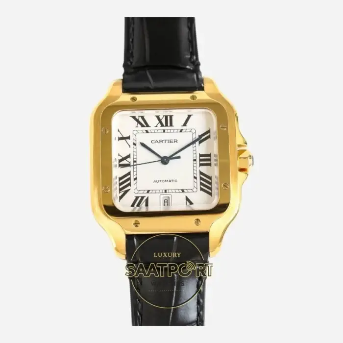 Cartier Santos WGSA0029 Gold Kasa Beyaz Roman Kadran 40mm 1847 MC Super Clone ETA