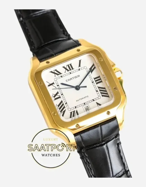 Cartier Santos WGSA0029 Gold Kasa Beyaz Roman Kadran 40mm 1847 MC Super Clone ETA