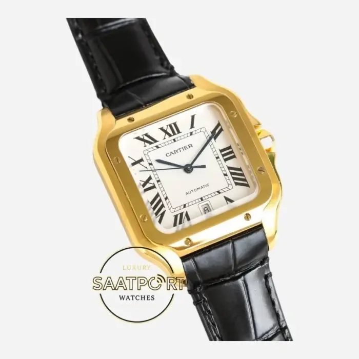 Cartier Santos WGSA0029 Gold Kasa Beyaz Roman Kadran 40mm 1847 MC Super Clone ETA