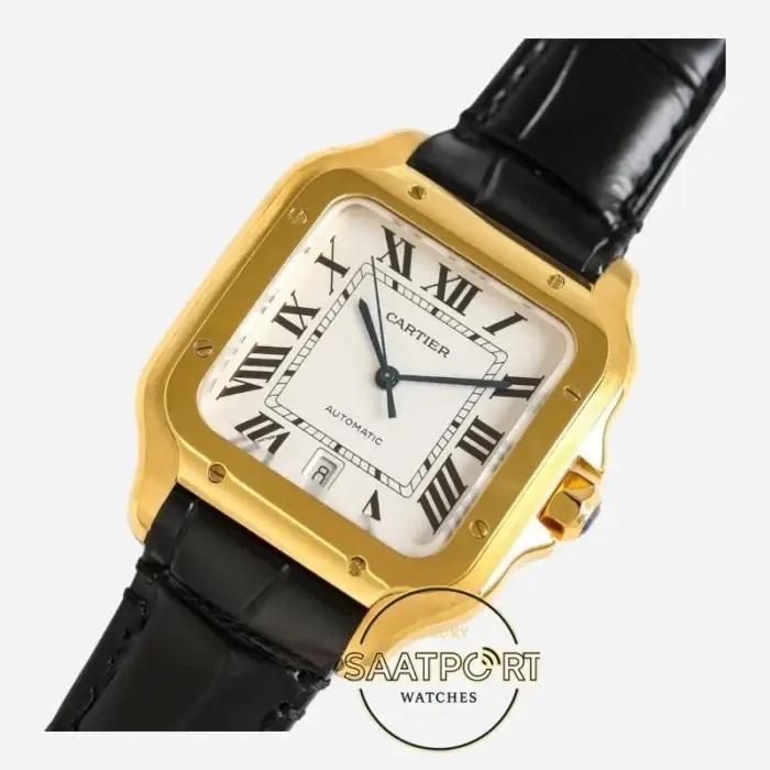 Cartier Santos WGSA0029 Gold Kasa Beyaz Roman Kadran 40mm 1847 MC Super Clone ETA