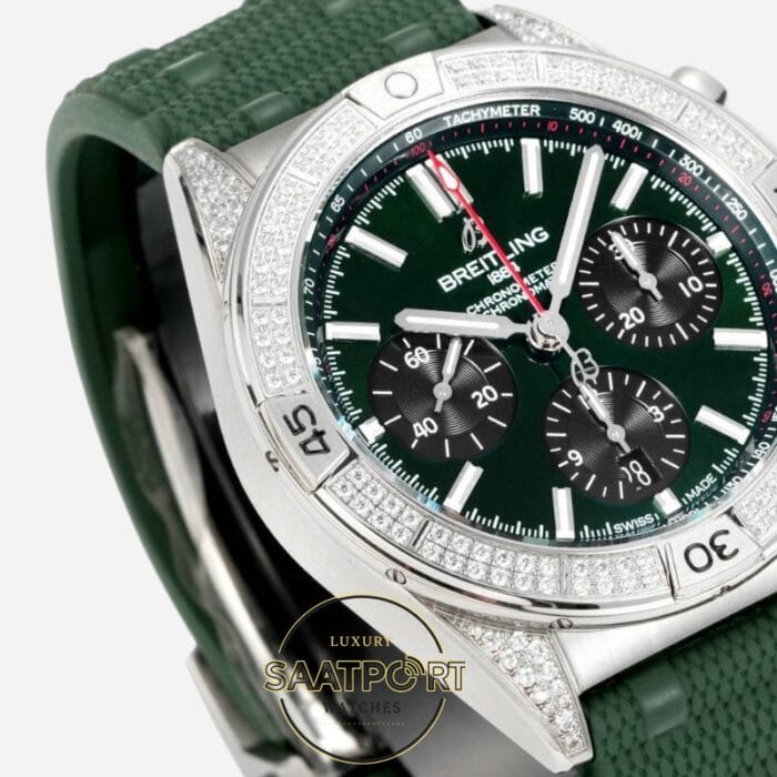 Breitling Chronomat 42 Calibre B01 Yeşil Kadran AB0134101L2S1 Super Clone ETA