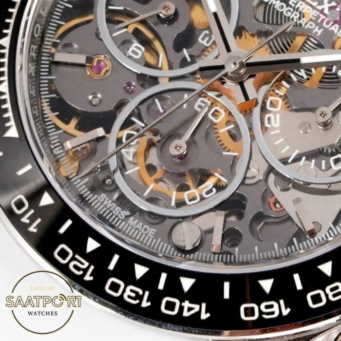 Rolex Daytona Juan Pablo Montoya İskelet Kadran Beyaz Kauçuk 4130 Super Clone ETA