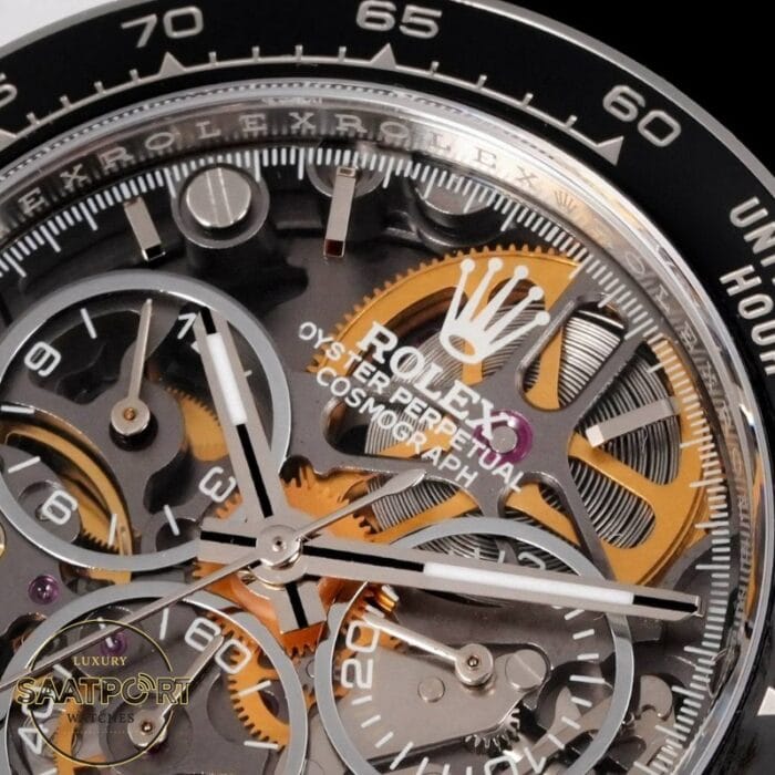 Rolex Daytona Juan Pablo Montoya İskelet Kadran Siyah Kauçuk 4130 Super Clone ETA