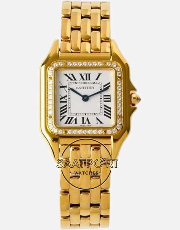 Panthère de Cartier WJPN0085 Taşlı Bezel Full Gold 27 mm x 37 mm Quartz Super Clone ETA