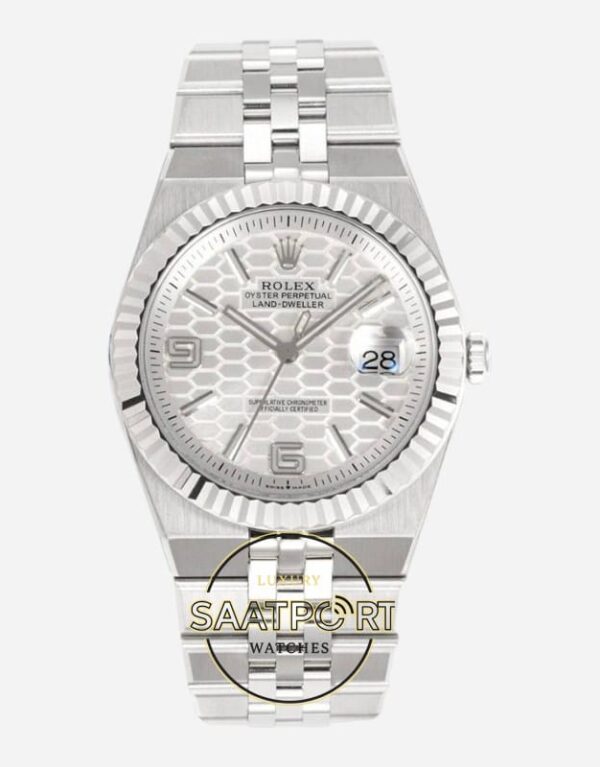 Rolex 127334 Land Dweller 40 mm Beyaz Petek Kadran 904L Jubilee 7135 Super Clone ETA