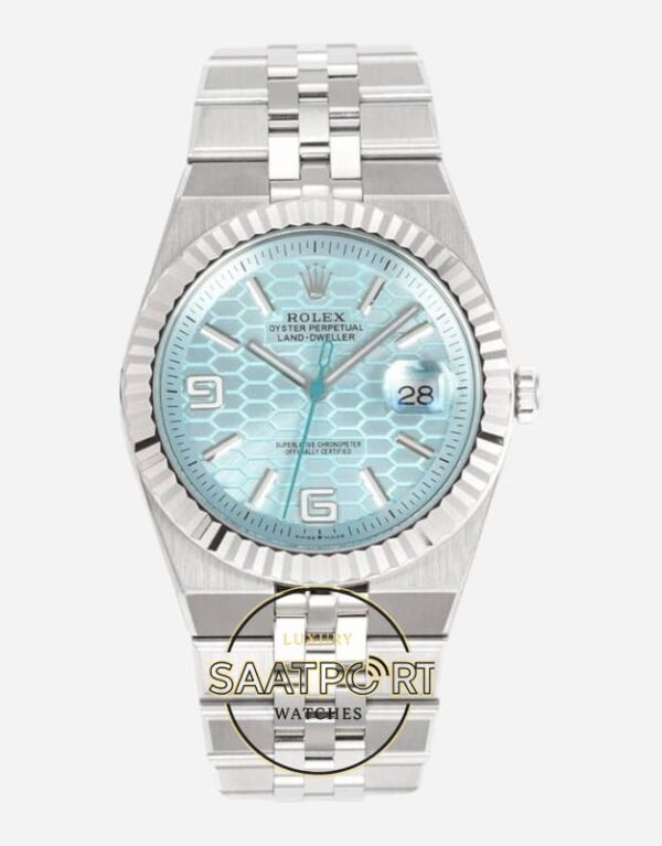 Rolex Land Dweller 127336 40 mm Buz Mavisi Kadran 904L Jubilee 7135 Super Clone ETA