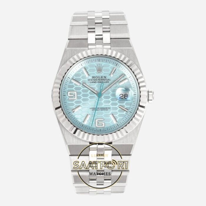 Rolex Land Dweller 127336 40 mm Buz Mavisi Kadran 904L Jubilee 7135 Super Clone ETA