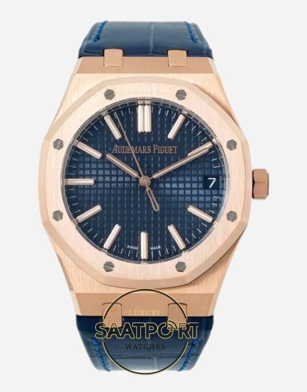 Audemars Piguet 15510OR Rose Kasa 41mm Mavi Deri Kayış DDF Factory 4302 Super Clone ETA