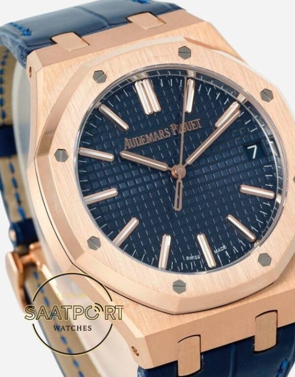 Audemars Piguet 15510OR Rose Kasa 41mm Mavi Deri Kayış DDF Factory 4302 Super Clone ETA
