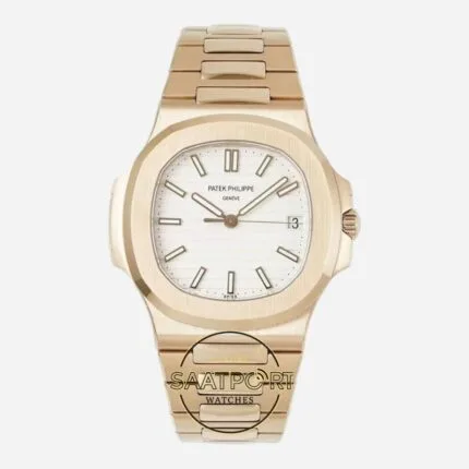 Patek Philippe Nautilus 57111R-001 Ddf Factory 40mm Rose Kasa Beyaz Kadran Super Clone ETA