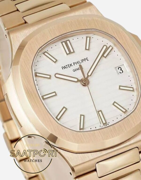 Patek Philippe Nautilus 57111R-001 Ddf Factory 40mm Rose Kasa Beyaz Kadran Super Clone ETA