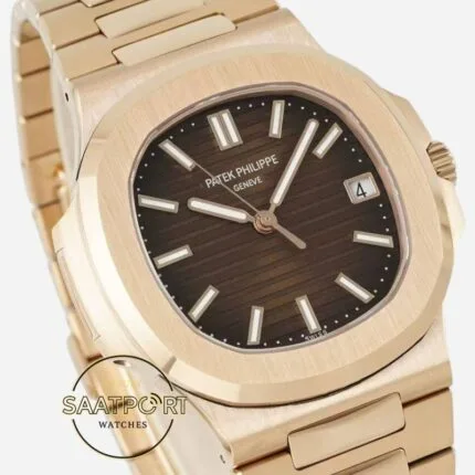 vPatek Philippe Nautilus Ddf Factory 40mm Rose Kasa 57111R-001 Kahve Kadran Super Clone ETA